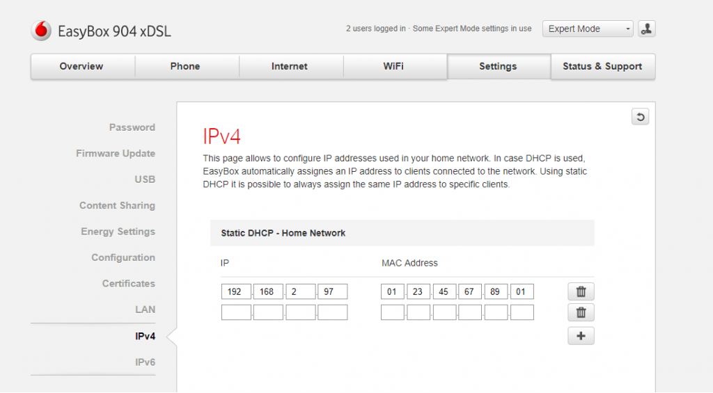 DHCP configuration Router