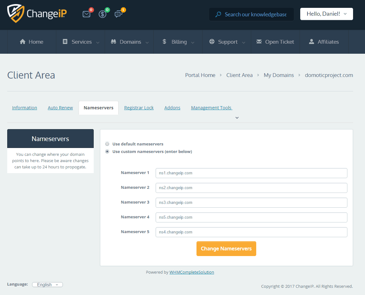 Name Servers In ChangeIP
