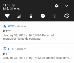 Raspberry UPS IFTT Notification