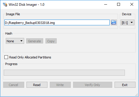 Win32 Disk Imager - Tool to create a Raspberry Pi backup